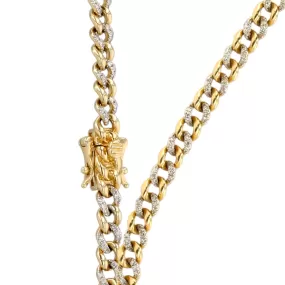 10K Yellow gold solid alternative diamond ice Miami Cuban link chain-11372