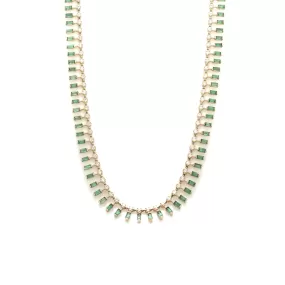 14 & 18K Diamond & Emerald Baguette Dot-Dash Necklace, Medium