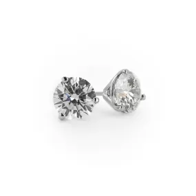 1.45ctw Round Diamond Studs, 3 Prong - 14K White Gold