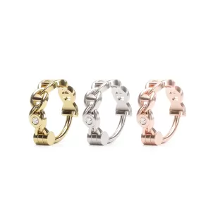 14K Gold Diamond Chain Link Helix Hoop