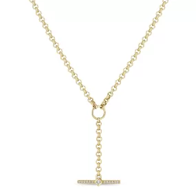 14k Princess Diamond & Diamond Bar Toggle Lariat Necklace