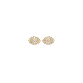 14k Small Marquise Diamond Pavé Halo Studs