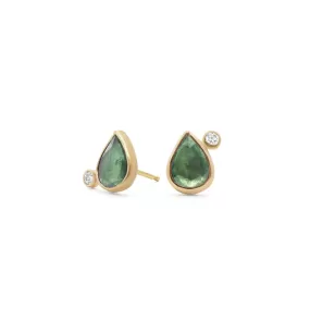 18K Teardrop Satellite Earrings in Green Sapphire