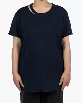 ALEXENDER MCQUEEN DISTRESSED BLACK COTTON TEE