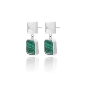 Athena / Drop Earrings / Green Malachite   Silver