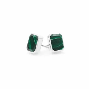 Athena / Stud Earrings / Green Malachite   Silver