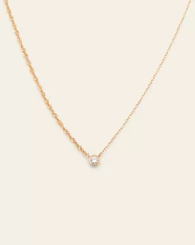 Bezel Diamond Duo Necklace - 14k Solid Gold 16"   2" Extension