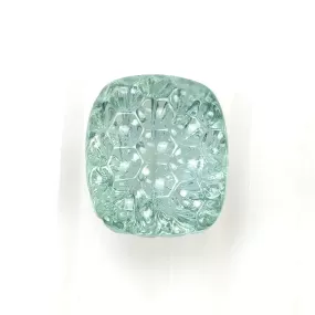 BLUE AQUAMARINE Gemstone Carving  : 8.60cts Natural Untreated Aqua Hand Carved Cushion Shape 11*13mm (With Video)