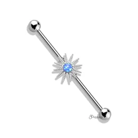 Blue Opal Sunburst Industrial Barbell