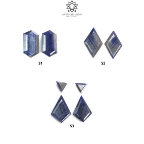 Blue Sheen Sapphire Gemstone Normal Cut : Natural Untreated Unheated Sapphire Marquise Hexagon Uneven Shape Sets