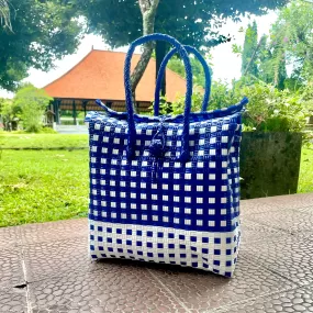 Bonita medium Shopper - Vegan - Blue-White