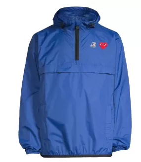 CDG PLAY KWAY HOODED HALF ZIP JACKET ROYAL BLUE