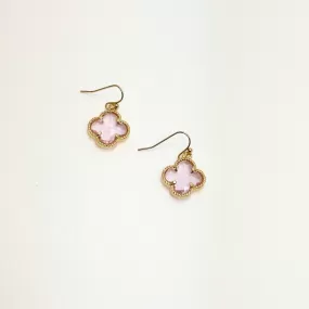 Cotton Candy Pink & Gold Clover Earrings