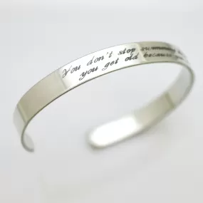 Custom Message Bracelet - Personalized Sterling Silver Bangle Cuff