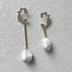 Darcey Earrings, Crystal and Pearl