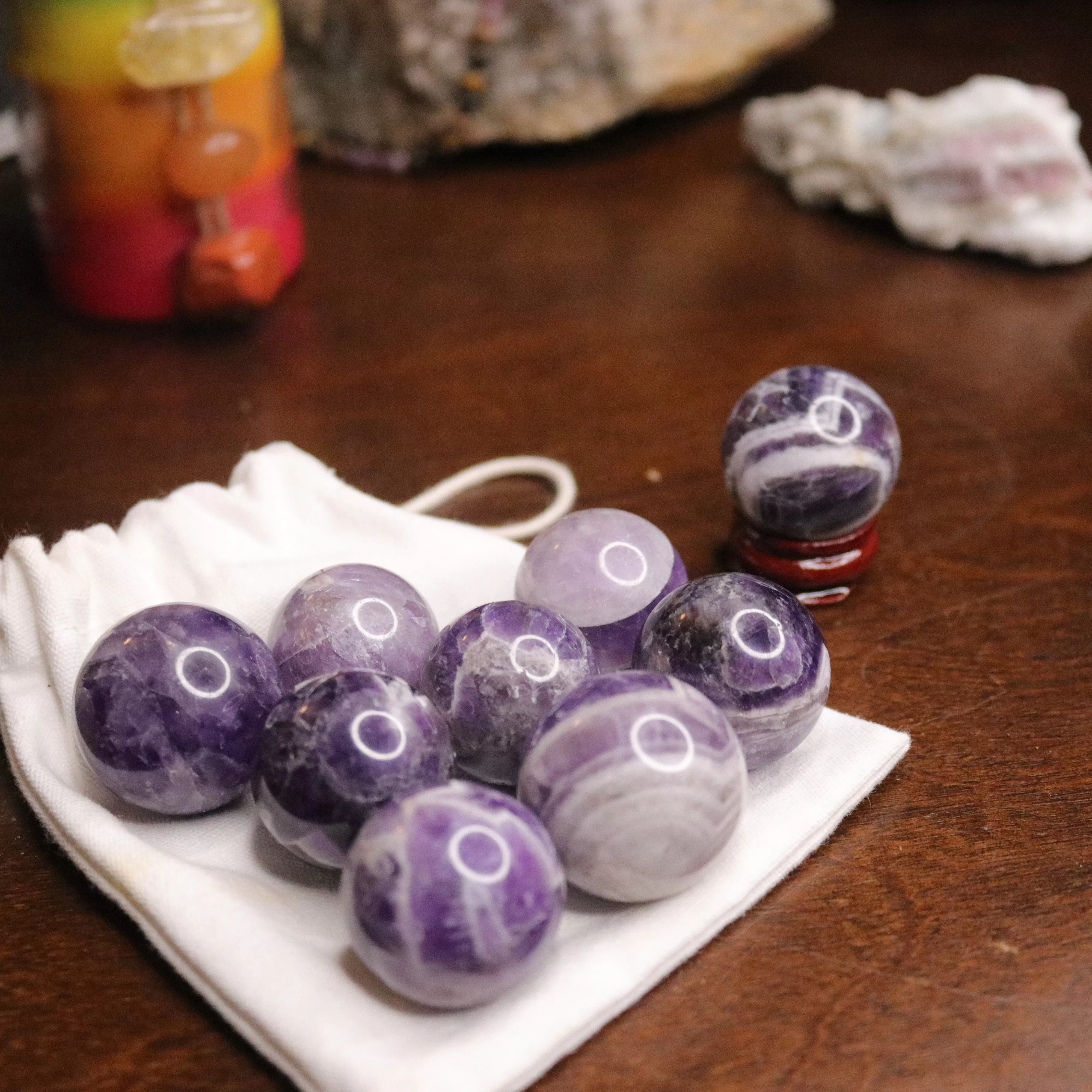 Dream Amethyst Spheres ~ One 30 mm sphere Carving