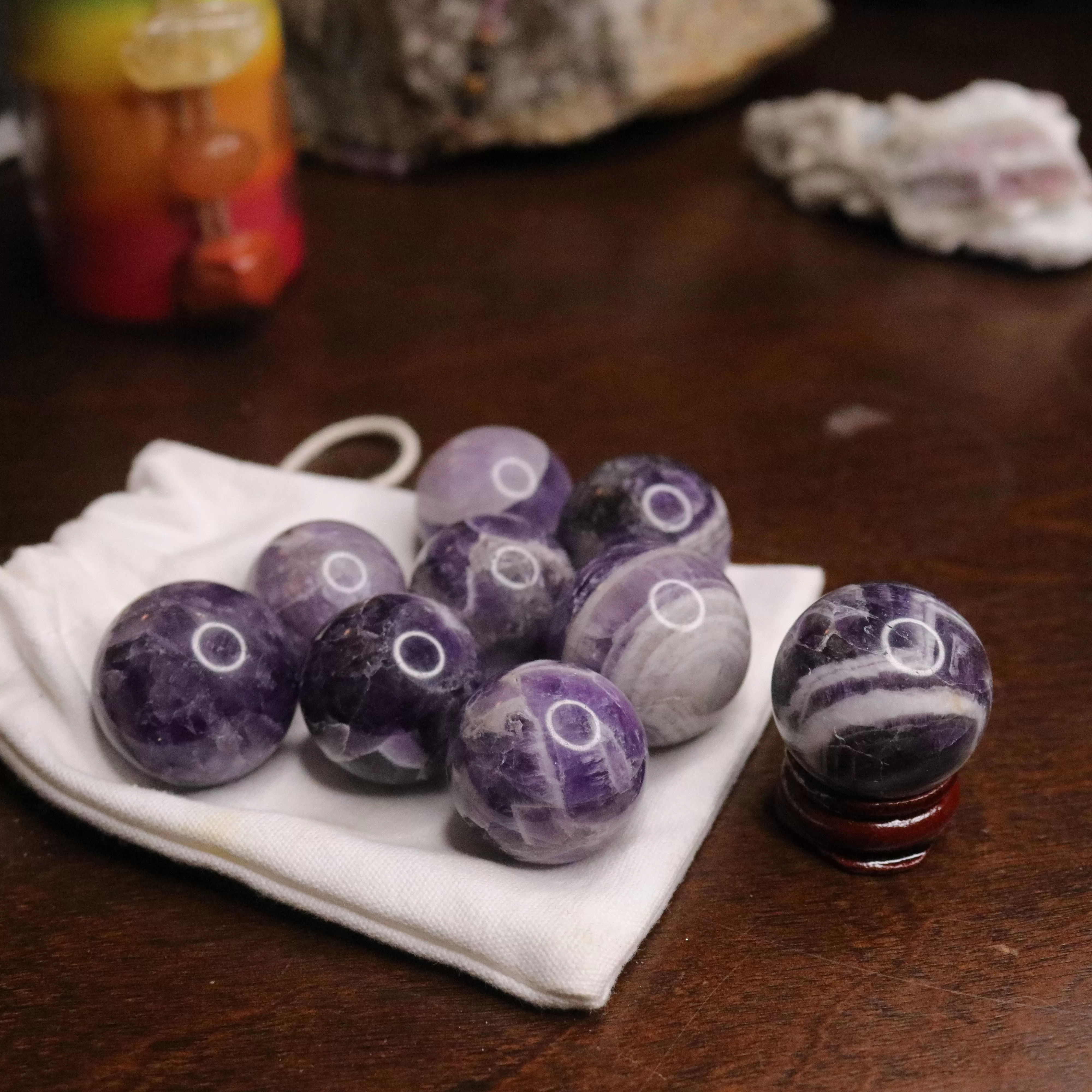 Dream Amethyst Spheres ~ One 30 mm sphere Carving