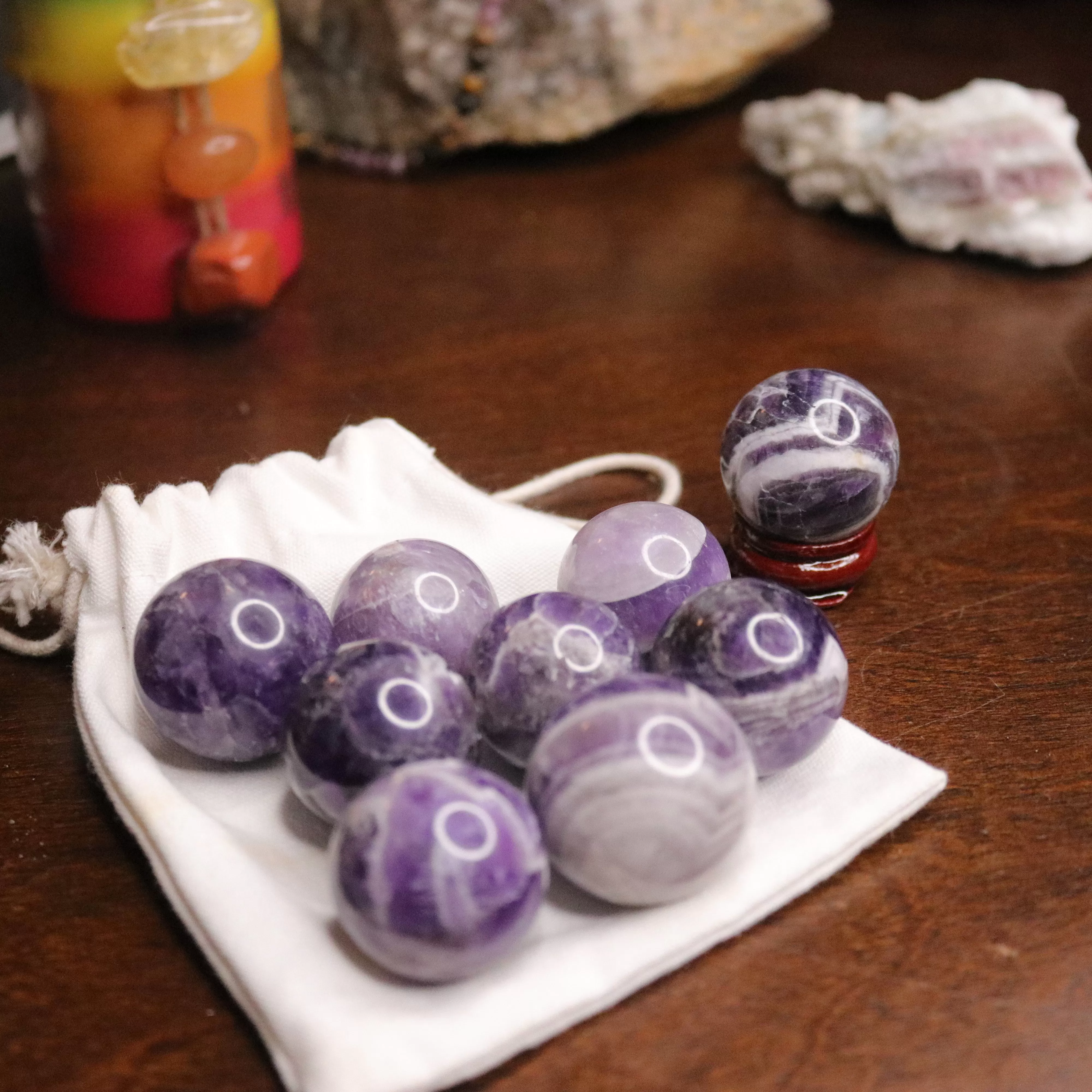 Dream Amethyst Spheres ~ One 30 mm sphere Carving