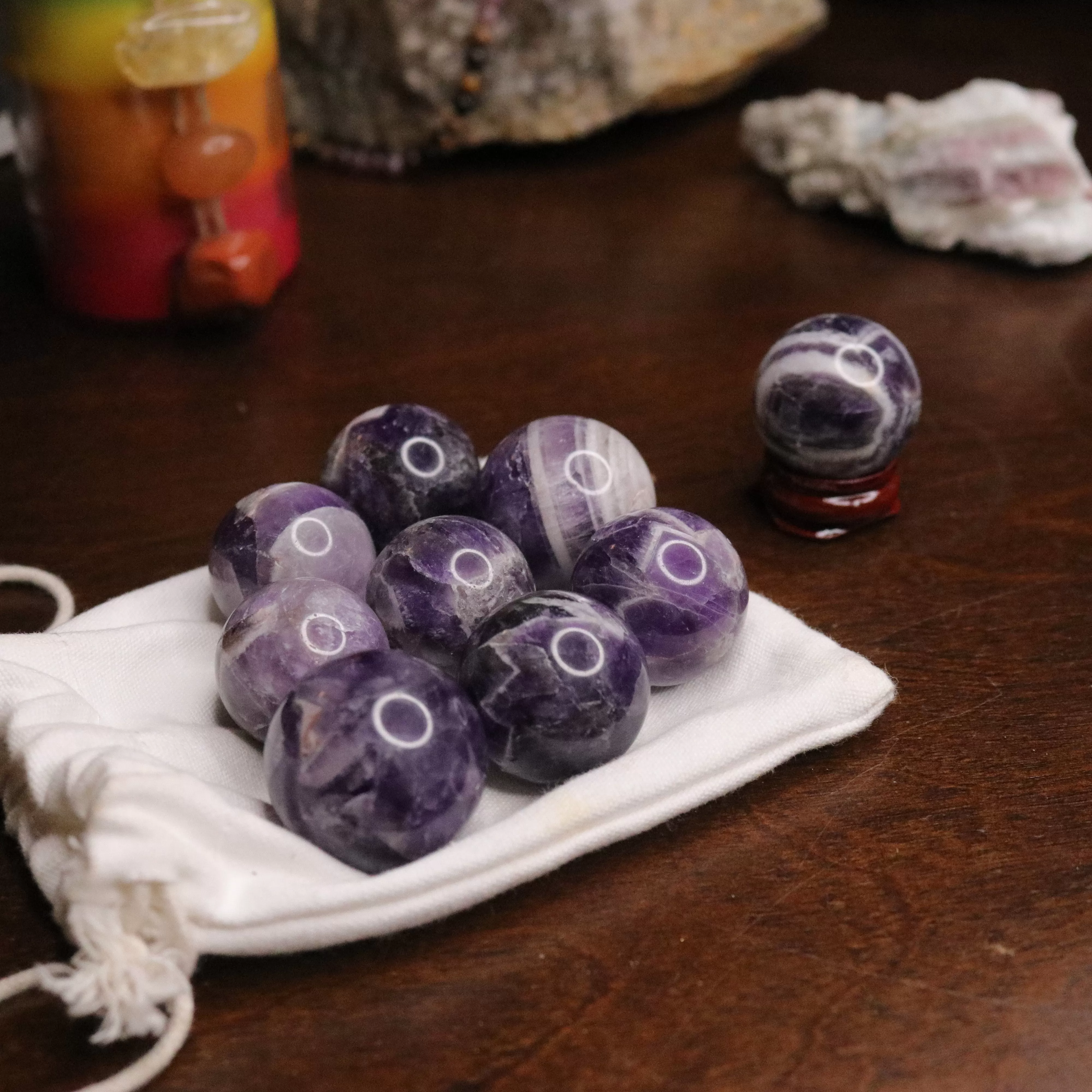 Dream Amethyst Spheres ~ One 30 mm sphere Carving