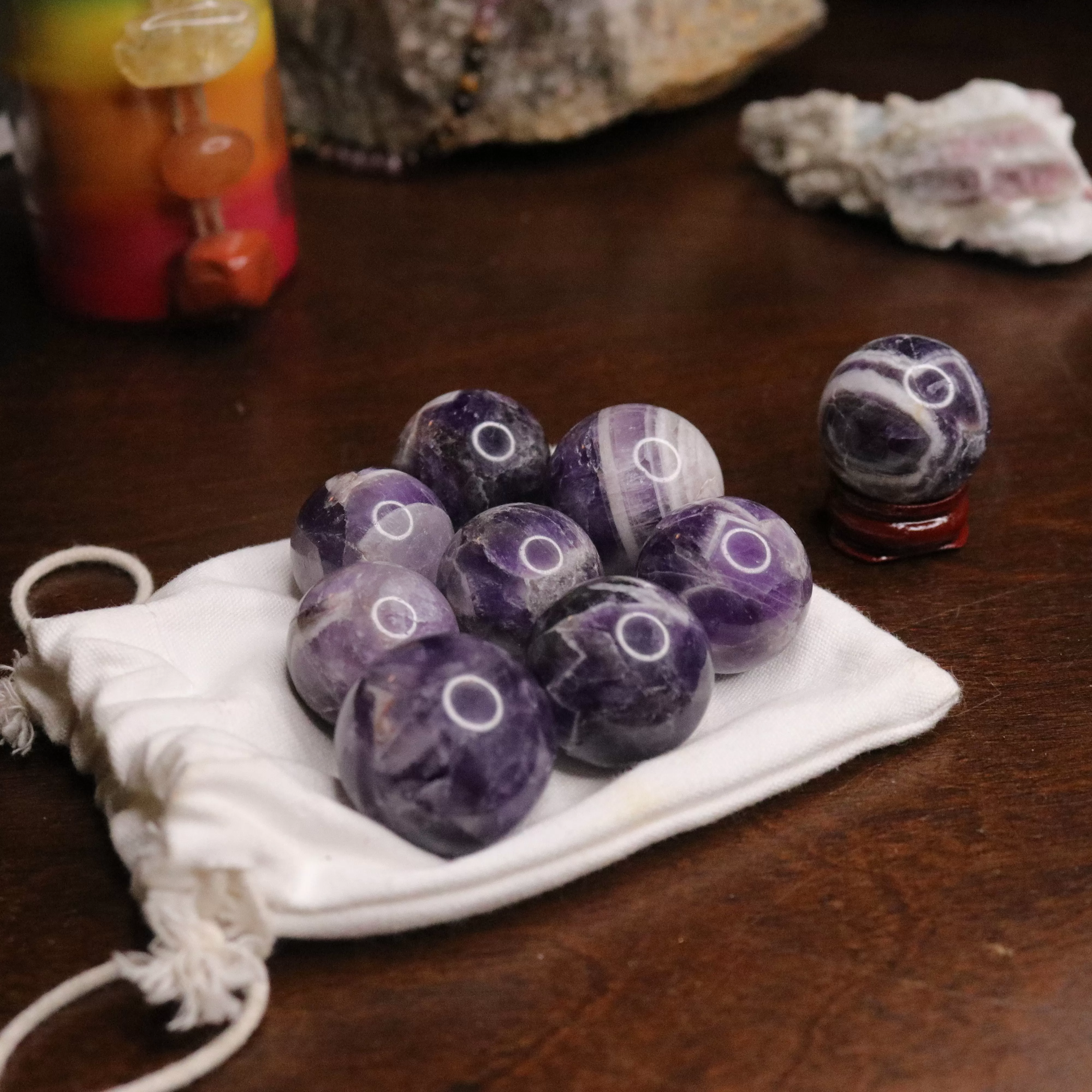 Dream Amethyst Spheres ~ One 30 mm sphere Carving