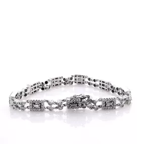 Estate 14 Karat White Gold  Rectangular Links Diamond Bracelet