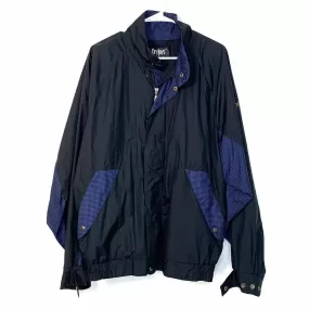 FootJoy DryJoys Mens Windbreaker Size Large Black Purple Golf Jacket Houndstooth