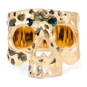 Green Confetti Skull Ring - Made To Order