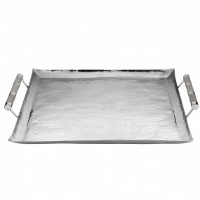 Hammered Stainless Steel Square Tray 24x24