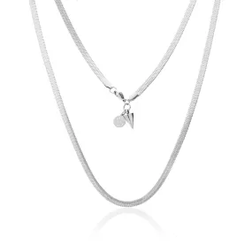 Herringbone Wide Silky / Necklace / Silver