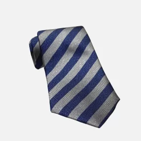 JZ Richards Premium Silk Blue and Gray Diagonal Striped Tie - Handmade in the USA