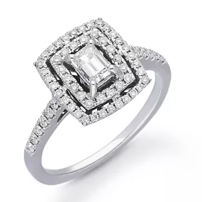 Kallati Eternal Cushion Halo Diamond Engagement Ring in 14K White Gold