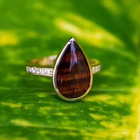 Koa Wood Teardrop Ring