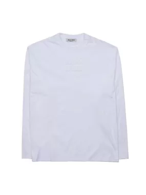 Logo Embroidered Cotton Long Sleeve T-shirt White