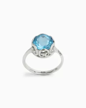 Princess Petroglyph Stone Ring - Hampton Blue Topaz