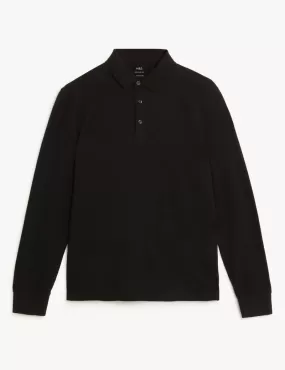 Pure Cotton Long Sleeve Polo Shirt