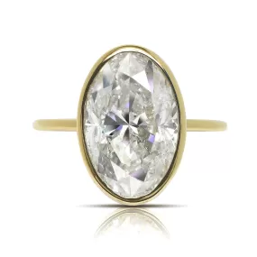 RISA 5 CARAT OVAL CUT J COLOR I1 CLARITY SOLITAIRE DIAMOND ENGAGEMENT RING 18K YELLOW GOLD GIA CERTIFIED 5 CT J I1 BY MIKE NEKTA