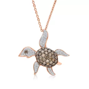 Rose Gold Coco & White Diamond Turtle Pendant