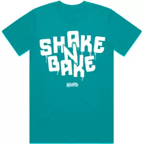 SHAKE N BAKE : Teal Sneaker Tees Shirt (white ink)