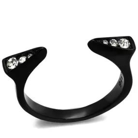 TK2287 IP Black(Ion Plating) Stainless Steel Ring with Top Grade Crystal in Clear