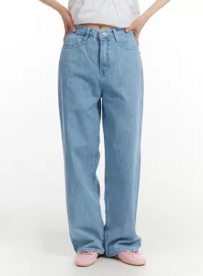 Washed Cotton Baggy Jeans OM406