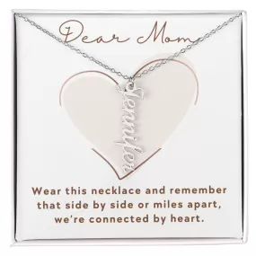 We're Connected By Heart, Mom Gift Custom Multi Children Name Necklace